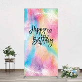 Aperturee Aperturee Rainbow Colorful Feather Happy Birthday Rectangle Backdrop